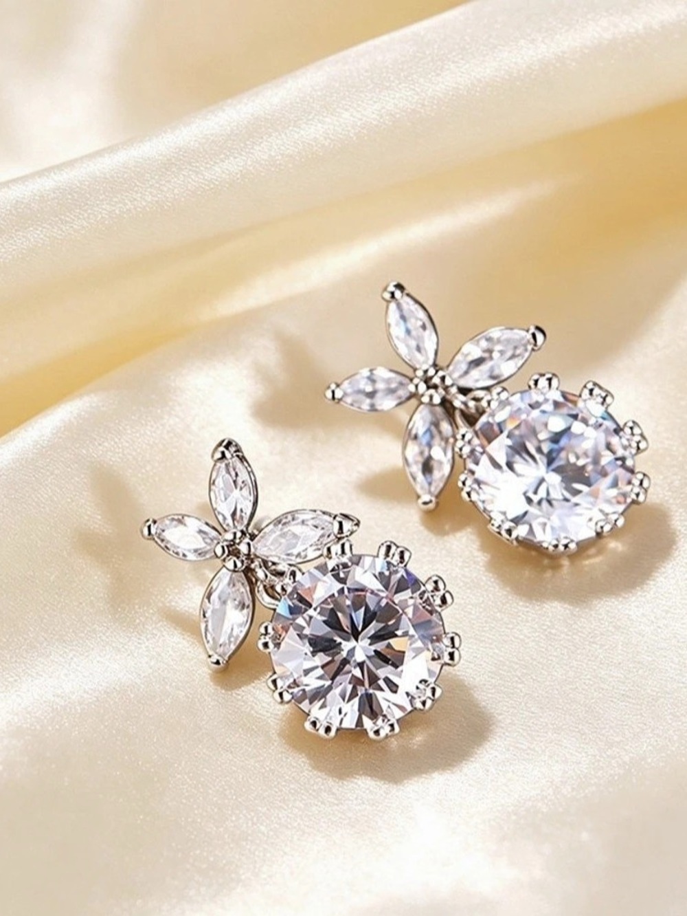 Floral Crystal Drop Earrings